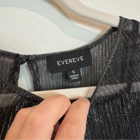 Evereve Black Sheer Blouse with Subtle Shimmer - Picture 4 of 8